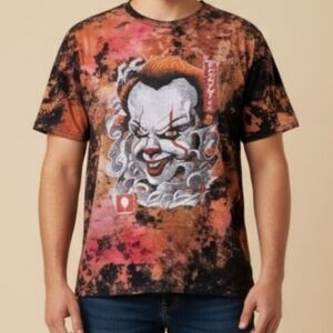 Unisex Pennywise Clown Graphic T-shirt Tie Dye Size Large